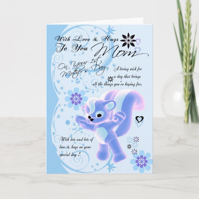 Birthday Hugs for Mum, Mum Birthday Card cute (Front)