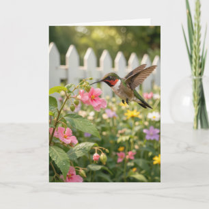 Birthday Hummingbird On Touch-Me-Not Flower Card