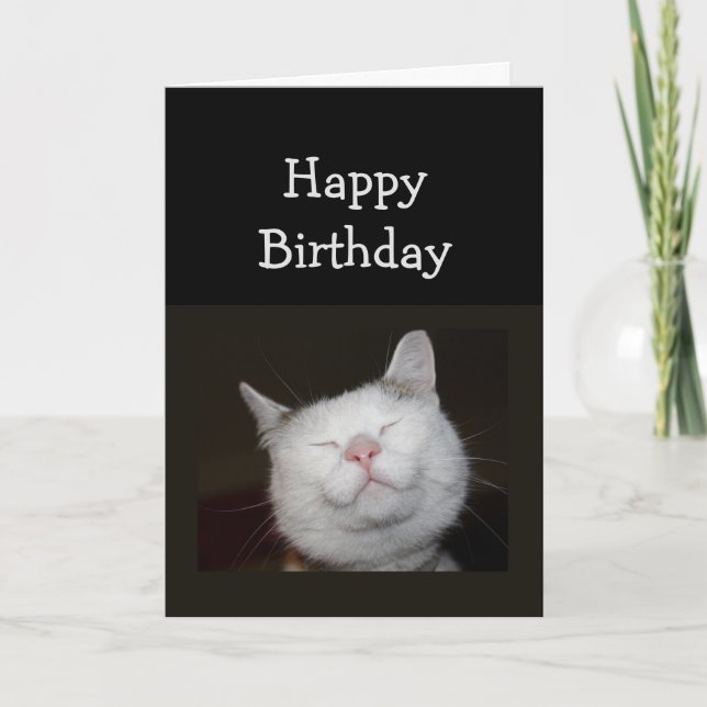 Birthday Humour Cute Smiling Cat for Inspiration Card (Front)