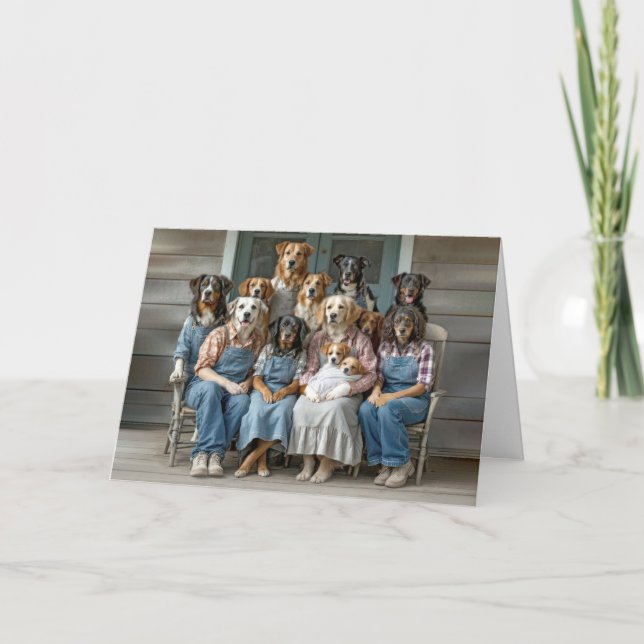 Birthday Humour Dog Family Portrait Card (Front)