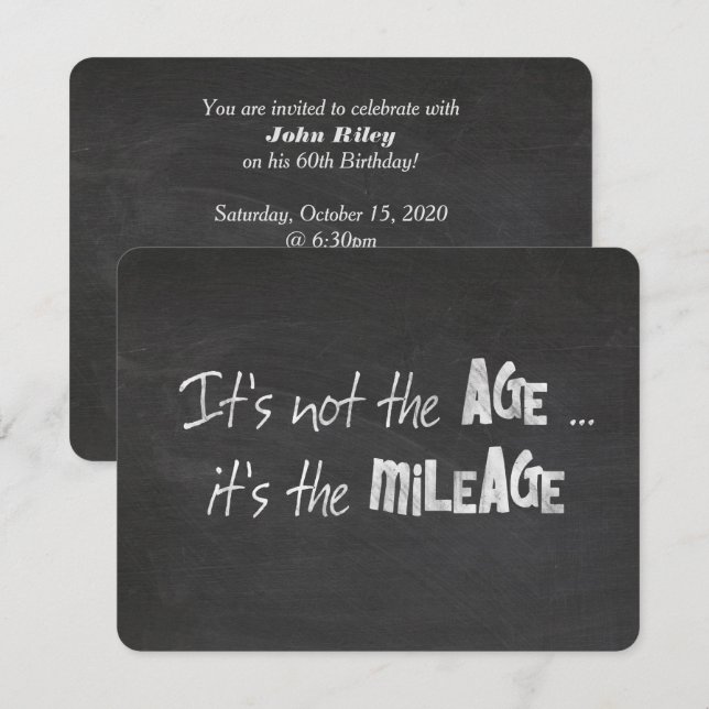 birthday humour quote on chalkboard invitation (Front/Back)