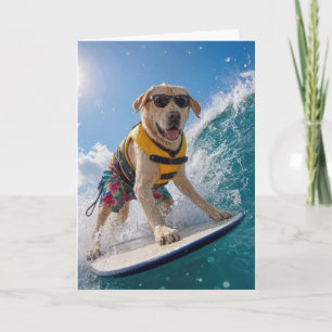 Birthday Humour Surfing Labrador Retriever Card