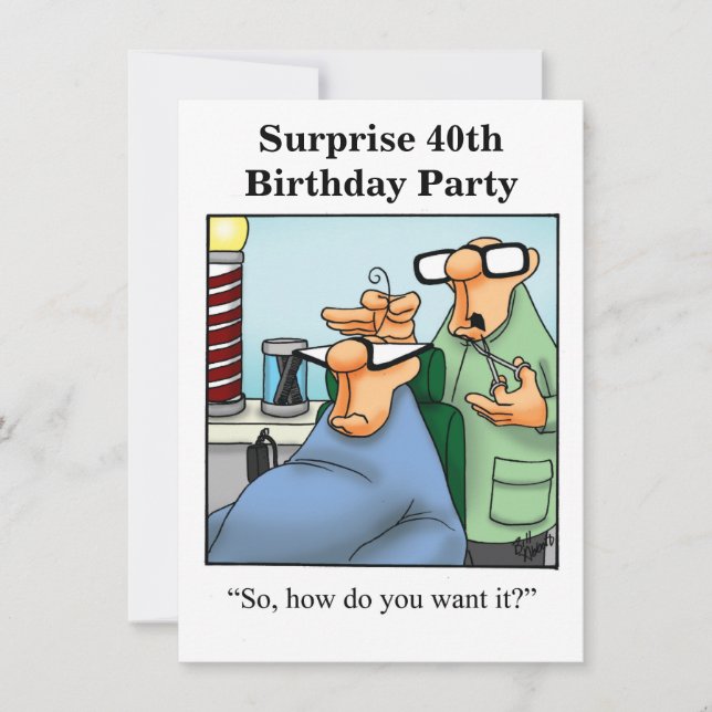 Birthday Humour Surprise Party Invitations For Him (Front)