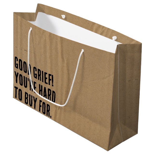 Birthday Humour Text On Cardboard Large Gift Bag (Front Angled)