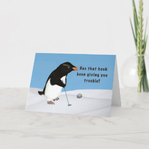 Birthday, Humourous Penguin Playing Golf Card