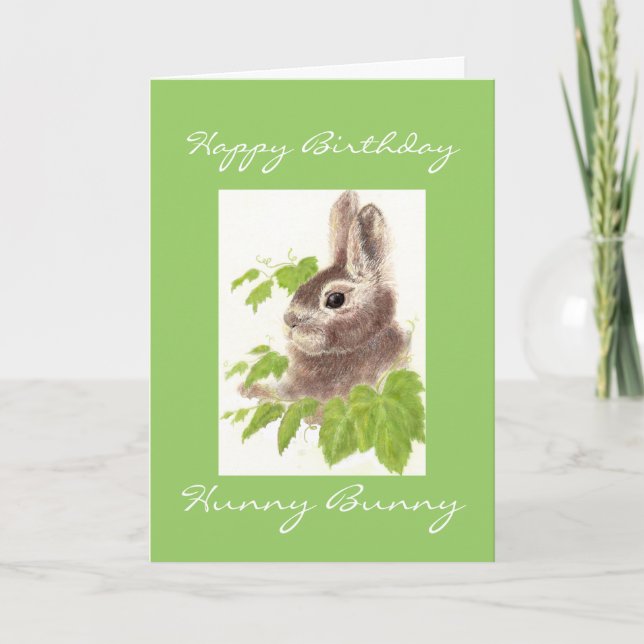 Birthday Hunny Bunny, Cute Rabbit Card (Front)