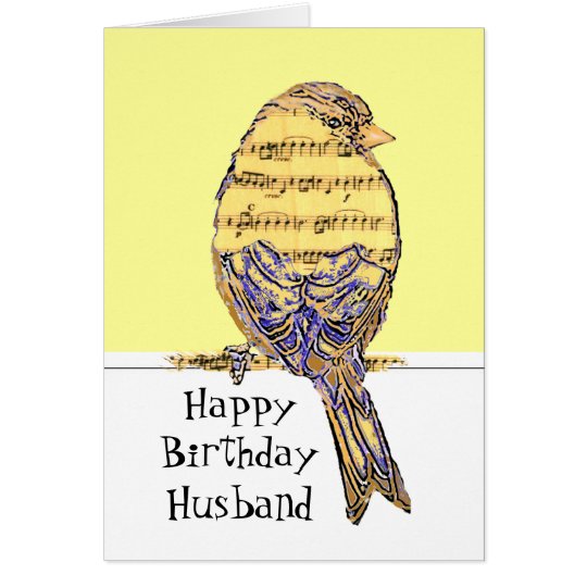 Birthday Husband Musician Fun Music Note Bird Card