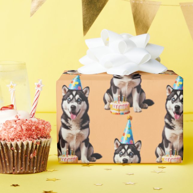Birthday Husky Dog Wrapping Paper (Birthday Party)