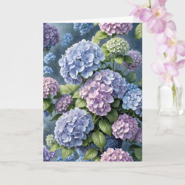 Birthday Hydrangea Garden  Card (Orchid)