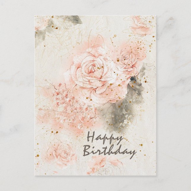 Birthday "I Have Loved You" Bible Verse Pink Rose Postcard (Front)