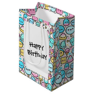 Birthday Ice Cream Cone and Popsicle Doodles Medium Gift Bag