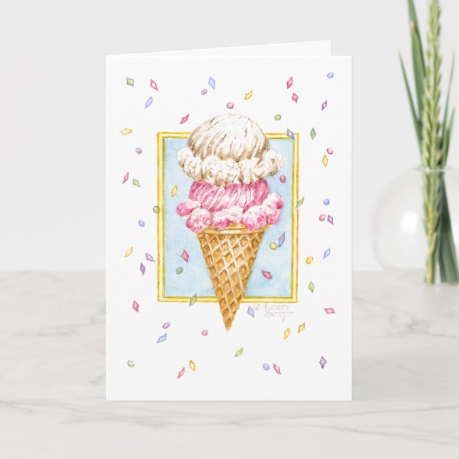 Birthday Ice Cream Cone Double Decker Card (Front)