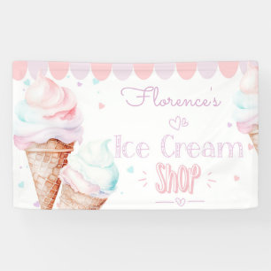 Birthday Ice cream shop pastel pink Banner
