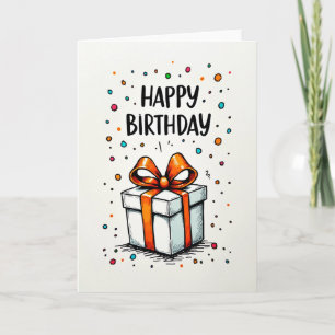 Birthday Illustration Ribbon Card