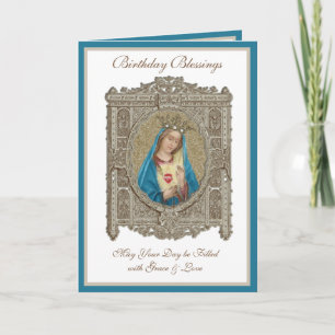 Birthday Immaculate Heart Virgin Mary  Religious  Card