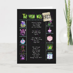 Birthday in 1922 with fun trivia card