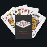 Birthday in Fabulous Las Vegas Black Playing Cards<br><div class="desc">Celebrate your Vegas birthday in style! These fun custom "Birthday in Fabulous Las Vegas" playing cards features custom text with a black (can be modified) background. Black,  red,  blue,  white and yellow design colours.</div>
