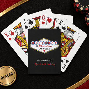 Birthday in Fabulous Las Vegas Black Playing Cards