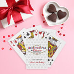Birthday in Fabulous Las Vegas Hearts Gray Playing Cards<br><div class="desc">Celebrate a Las Vegas birthday with these fun personalized playing cards featuring a colorful Birthday In Fabulous Las Vegas sign design on a soft gray heart pattern background. Featured text reads Let's Celebrate with a customizable name and birthday message in red script below. All text is fully editable for any...</div>