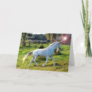 Birthday in French, Magical Unicorn Card