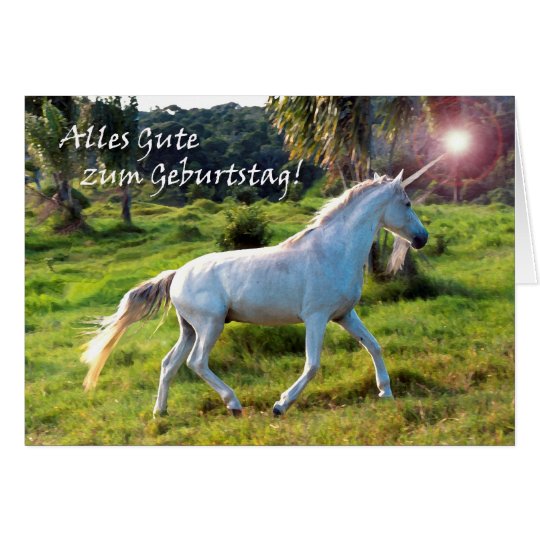 Birthday in German, Magical Unicorn Card