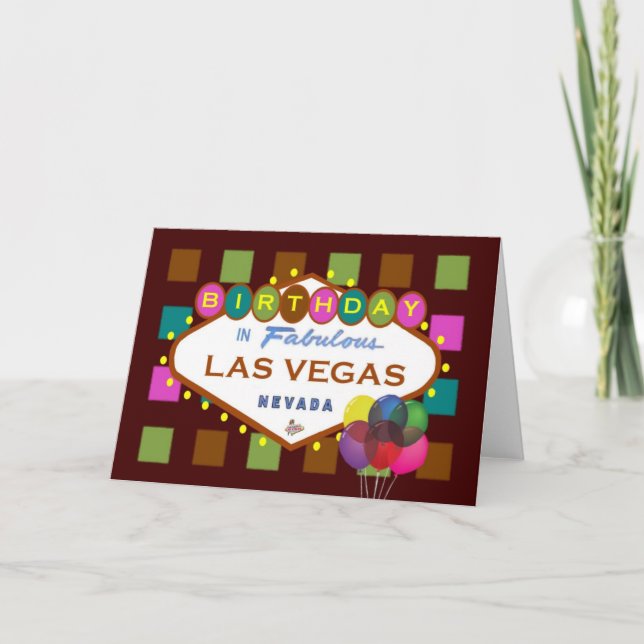 BIRTHDAY In Las Vegas Card, balloons! Card (Front)