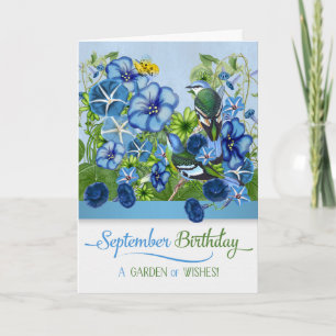 Birthday in September Morning Glory Garden Card