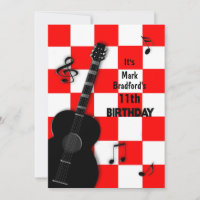 Birthday INSERT Name/age Guitar, Red/White/Black