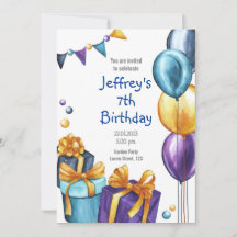Birthday invation with ballons and gift invitation
