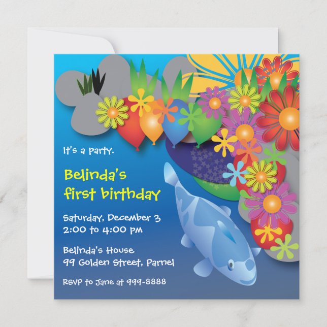 Birthday invitation : 016 Fish pond (Front)