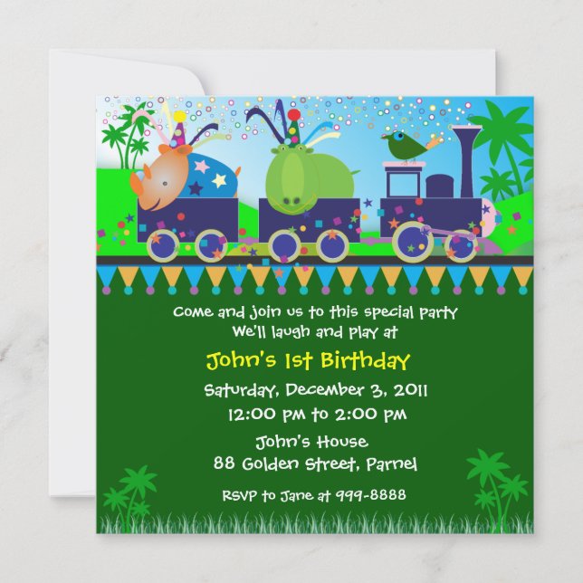 Birthday Invitation: 019B A cute Train Invitation (Front)