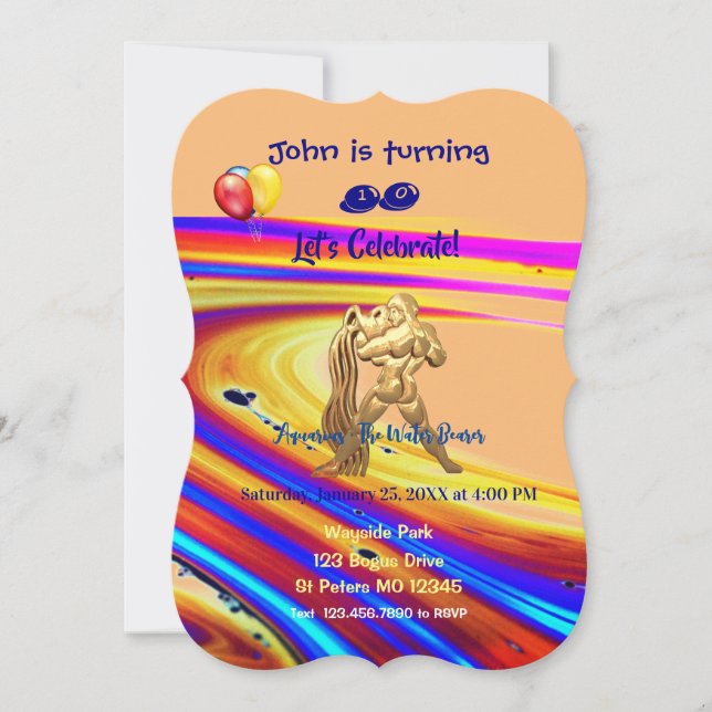  Birthday Invitation Aquarius 01/20-2/18 (Front)