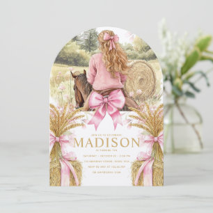 Birthday Invitation Blonde Girl Riding Horse