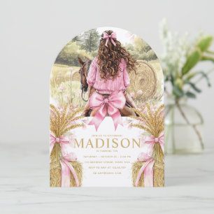 Birthday Invitation Brunette Girl Riding Horse