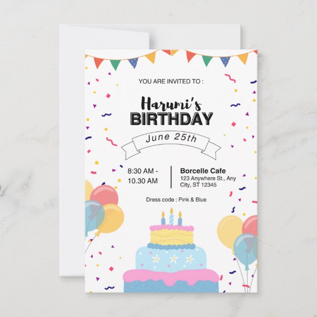 BIRTHDAY INVITATION CARD  (Front)