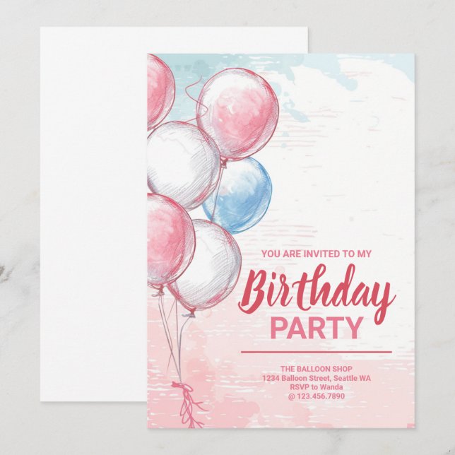 Birthday Invitation Card (Front/Back)