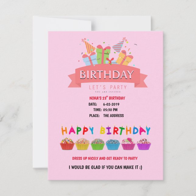 Birthday invitation card (Front)
