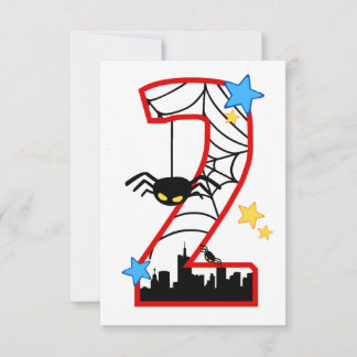 Birthday Invitation Card 2 years spider