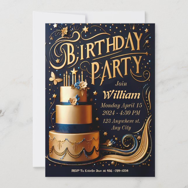 Birthday invitation card for Him (Front)
