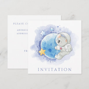 BIRTHDAY INVITATION CARD : KOALA ON THE MOON