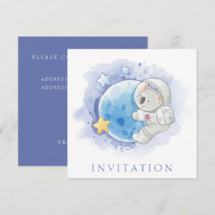 BIRTHDAY INVITATION CARD : KOALA ON THE MOON