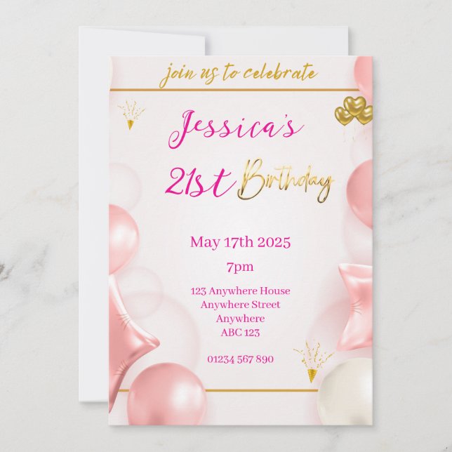Birthday Invitation Card | Personalise | e-invite (Front)