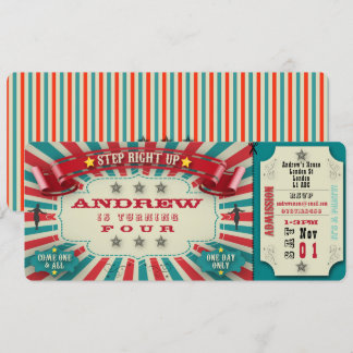 Birthday Invitation Circus Ticket - personalise