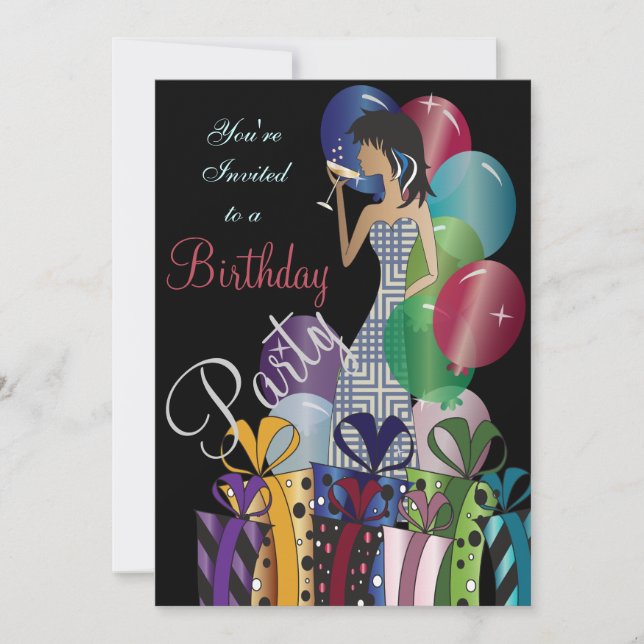 Birthday Invitation, Classy Girl's Party Invitation (Front)