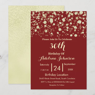 Birthday Invitation  Creamy Elegant Royal Red