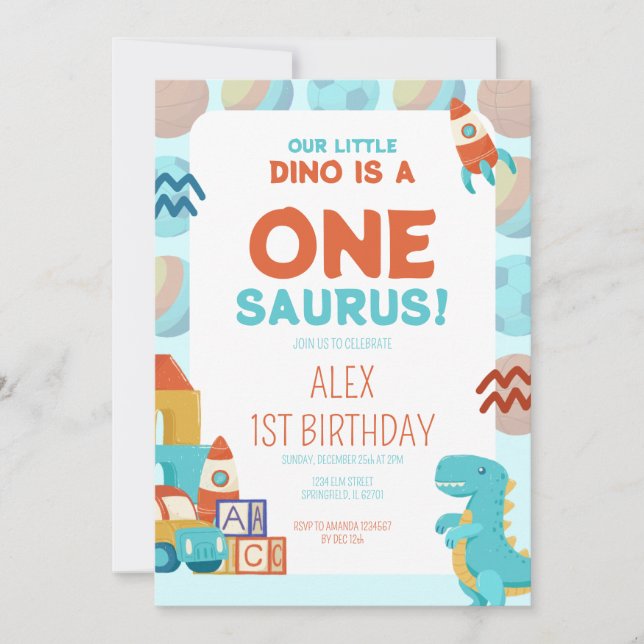 Birthday Invitation – Dino Roar Theme (Front)