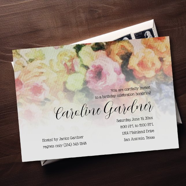 Birthday Invitation Flowers on Watercolor Paper (Creator Uploaded)