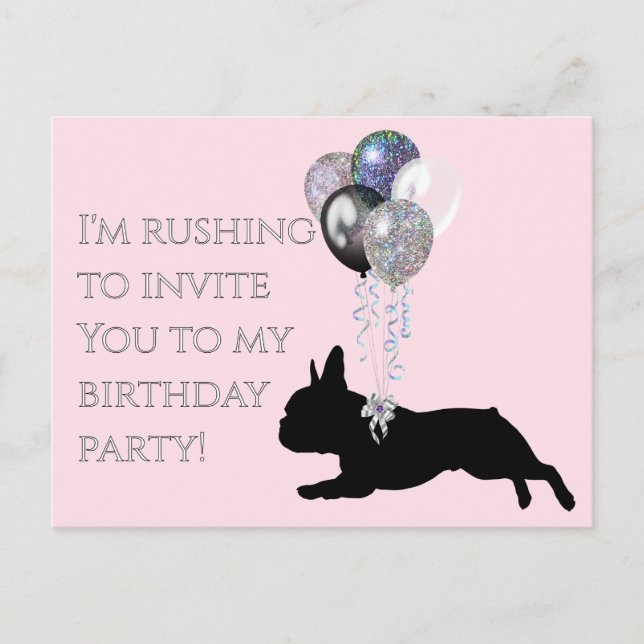 Birthday invitation for a frenchie lover postcard (Front)