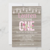 Birthday Invitation for Girl, Shabby Chic, Rustic