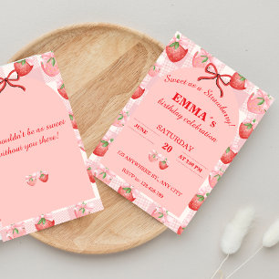 Birthday Invitation Girl Sweet as a Strawberry